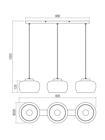 Suspensie Smarter Croma  01-3068 E27 3x42W   Metal Negru mat IP20 [1]