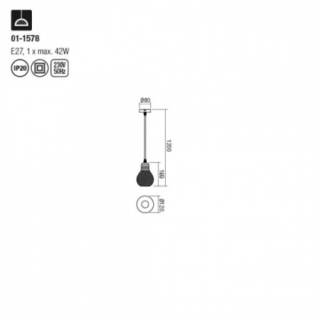 Suspensie Smarter Edison, negru, abajur cuprat, 1XE27, 01-1578 [1]