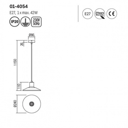 Suspensie Smarter Fresno, metal si lemn multistrat, 1XE27, D.24 cm, 01-4054 [1]
