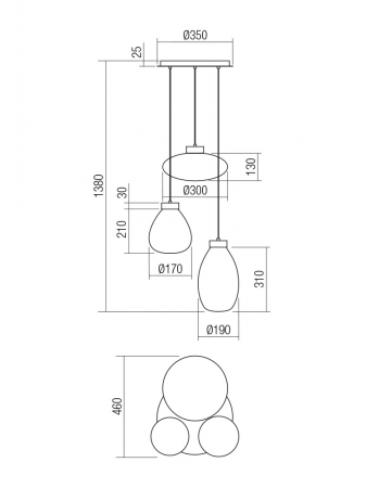 Suspensie Smarter Luke  01-3197 E27 3x42W   Metal Negru mat IP20 [1]