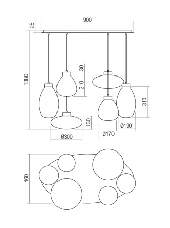 Suspensie Smarter Luke  01-3212 E27 6x42W   Metal Negru mat IP20 [1]