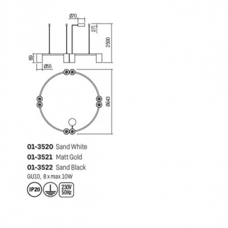 Suspensie Smarter Modi, alb, 8XGU10, D.64 cm, 01-3520 [1]