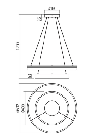 Suspensie Smarter Valdis 01-3778, auriu mat, LED CCT, 55W, 2525 lumeni, 3000K/4000K, D.592mm/403mm IP20 [1]