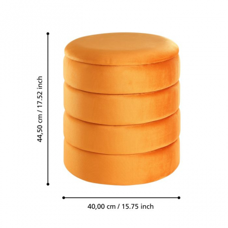 Taburet EGLO AMPAHAKA  424126 Catifea Poliester Orange Spuma Metal Ø400x445 mm [2]