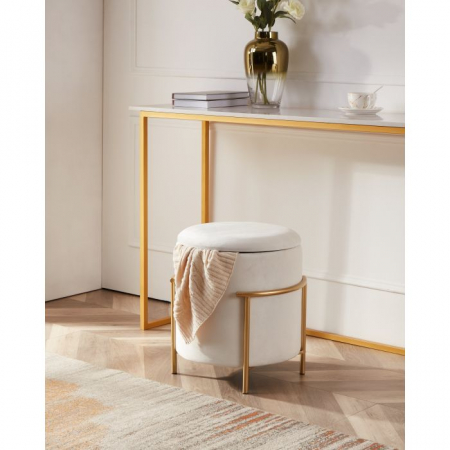 Taburet EGLO MASHIKE 424135 Catifea Poliester Alb Spuma Metal Ø410x460 mm [3]