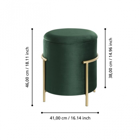 Taburet EGLO MASHIKE 424136 Catifea Poliester Verde Spuma Metal Ø410x460 mm [2]