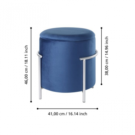 Taburet EGLO MASHIKE 424137 Catifea Blue Poliester Spuma Ø410x460 mm [2]