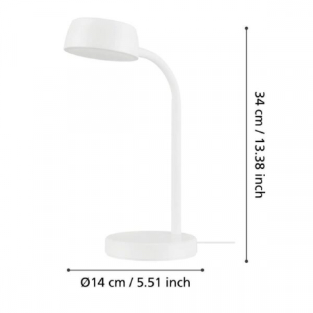 Veioză CABALES 99334, Ø140 mm, LED, 4,6W, 3000K, IP20, plastic alb [2]