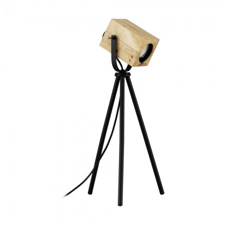 EGLO INTERIOR - Veioza Eglo Ayles, negru, lemn natur, 1xGU10, H.48 cm, 43749