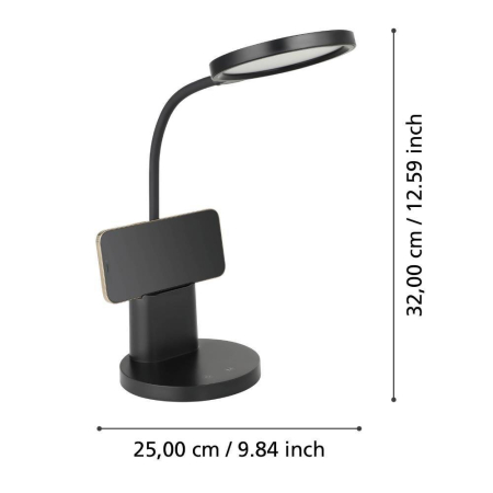 Veioza EGLO Brolini 900528 LED 2,1W 2700-6500K 300lm  H 550mm x Ø150mm plastic negru  IP20 [3]