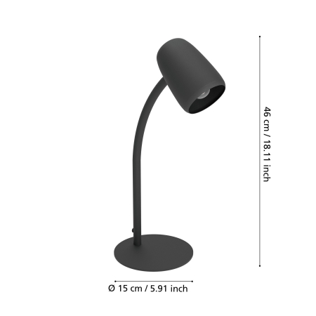 Veioza EGLO Carlo 901828 E14 1X18W 220-240V,50/60Hz L 0mm x l 85mm x H 460mm otel negru  IP20 [2]