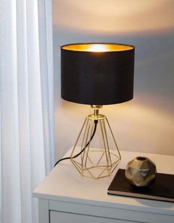 Veioza EGLO Carlton 2 95788 E14 1X60W 220-240V,50/60Hz H 305mm x Ø165mm otel alama tesatura negru/gold IP20 [2]