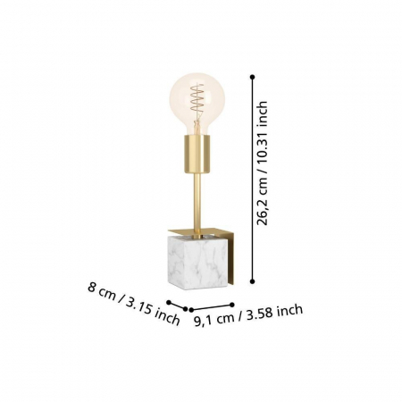 Veioza EGLO CARMITA 390169, E27 1X40W Ø45, baza marmura, Alama periata, Alb [1]