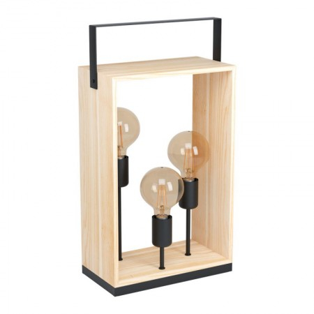 EGLO INTERIOR - Veioza Eglo Famborough, negru, lemn natur, 3XE27, 43416