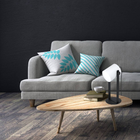 Veioza EGLO Hornwood 1 43428 E27 1X28W 220-240V,50/60Hz L 195mm x H 425mm otel/lemn negru tesatura alba IP20 [2]