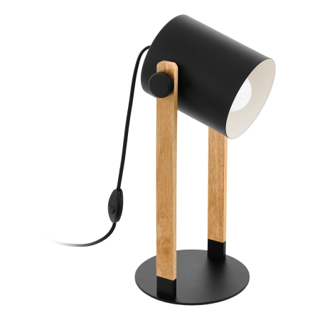 Veioza EGLO Hornwood 43519 E27 1X28W 220-240V,50/60Hz L 210mm x l 180mm x H 420mm otel negru/crem lemn maro IP20