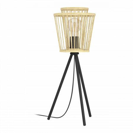 EGLO INTERIOR - Veioza EGLO Hykeham E27 1x40W  lm Metal/Lemn Black IP20