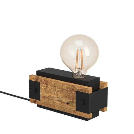 Veioze - Veioza EGLO Layham 43469 E27 1X16W 220-240V,50/60Hz L 200mm x l 85mm x H 100mm otel/lemn negru/maro  IP20