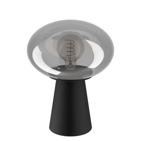 Veioze - Veioza EGLO Madonnina 900946 E27 1X40W 220-240V,50/60Hz H 325mm x Ø250mm otel negru sticla vaporizata gri IP20