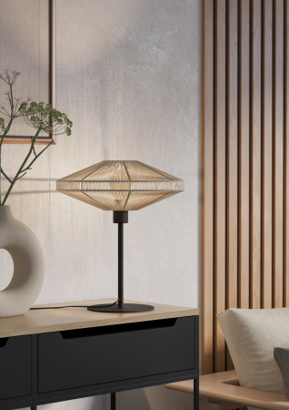 Veioza EGLO Midsumer 44002 E27 1X40W 220-240V,50/60Hz H 440mm x Ø380mm otel negru tesatura crem IP20 [1]