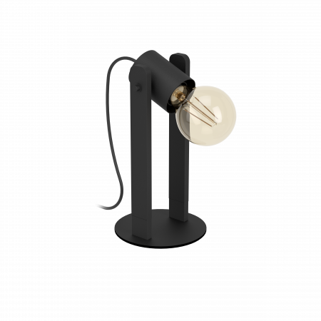 EGLO INTERIOR - Veioza EGLO Plimsol E27 1x15W  lm Metal/Lemn Black IP20