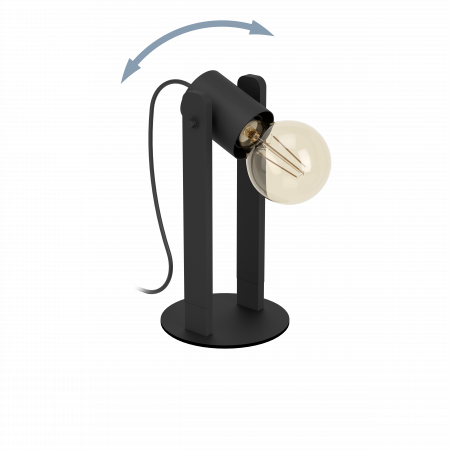 Veioza EGLO Plimsol E27 1x15W  lm Metal/Lemn Black IP20 [2]