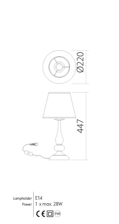 Veioza Incanti Elizee IEL T1 22 06 E14 1x28W Metal BLACK IP20 [1]
