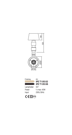 Veioza Incanti Perpetuo IPE T1 05 06 E27 1x42W Metal GOLD/BEIGE SHADE IP20 [1]