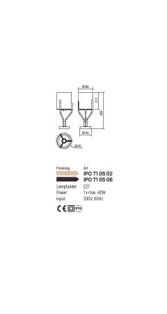 Veioza Incanti Poseido IPO T1 05 02 E27 1x42W Metal GOLD/BEIGE SHADE IP20 [1]