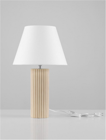 Veioza Nova Luce BACCO 9001062 Beige Scallop Stone Casting & Fabric Shade E27 1x12W IP20 [2]