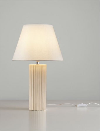 Veioza Nova Luce BACCO 9001062 Beige Scallop Stone Casting & Fabric Shade E27 1x12W IP20 [3]