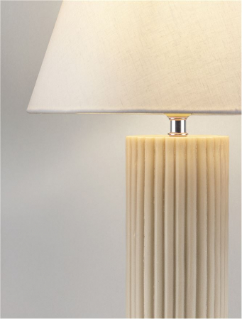 Veioza Nova Luce BACCO 9001062 Beige Scallop Stone Casting & Fabric Shade E27 1x12W IP20 [4]