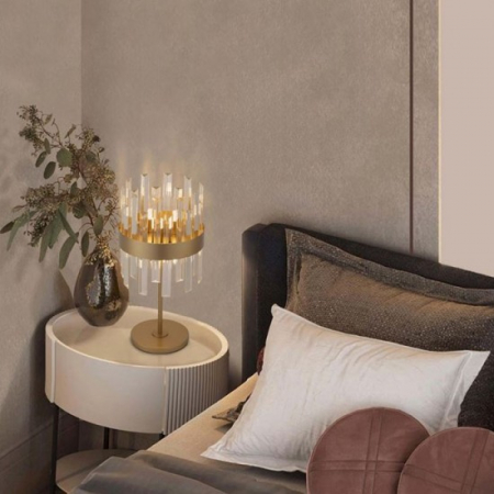 Veioza Nova Luce Crown, auriu satinat, cristal, 6xG9, H.50 cm, 9695122 [1]