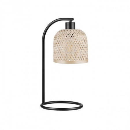 ILUMINAT - Veioza Nova Luce Intra, negru, abajur ratan, 1XE27, H.41 cm, 9001087