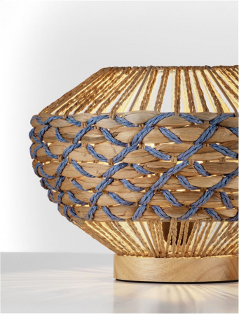 Veioza Nova Luce JACO 9586624 Natural Water Hyacinth Natural Blue Rope & Wood Base E27 1x12W IP20 [4]