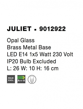Veioza Nova Luce JULIET E14 1x5W   Matt Black Metal Opal Glass  IP20 [3]