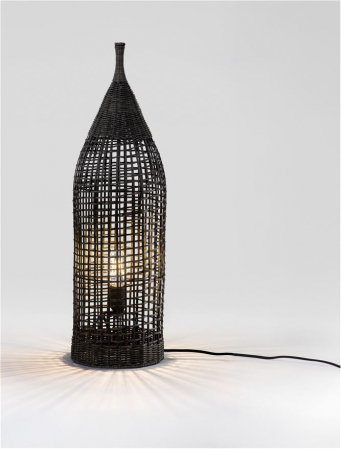 Veioza Nova Luce NAOS 9586629 Black Rattan & Sandy Black Metal E27 1x12W IP20 [3]