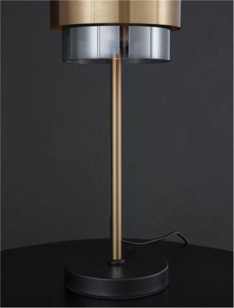 Veioza Nova Luce SIANNA E27 4x12W   Smoke Glass & Black Cord & Brass gold Metal IP20 [3]