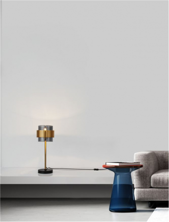 Veioza Nova Luce SIANNA E27 4x12W   Smoke Glass & Black Cord & Brass gold Metal IP20 [1]