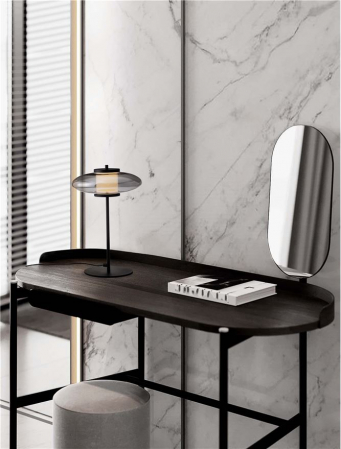 Veioza Nova Luce SKIA 9416948 Touch Dimmable Sandy Black Metal & Smoky Gray Glass LED 8W 221lm 3000K IP20 [1]