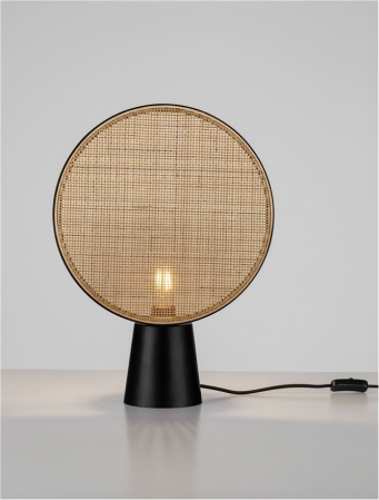 Veioza Nova Luce TIERRA 9586628 Natural Rattan & Sandy Black Metal Base E27 1x12W IP20 [3]