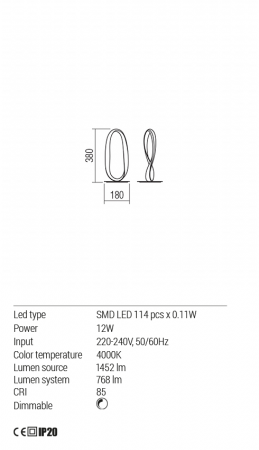 Veioza REDO Nubo 01-1533 1x12W 4000K 768lm Nedimabila IP20 White [2]