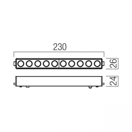 XT22WW SP SBK Spot fix liniar 10w 1200lm 3000K 24grd IP40 pentru montajul pe sinele magnetice încastrate/aparente XTINY [1]