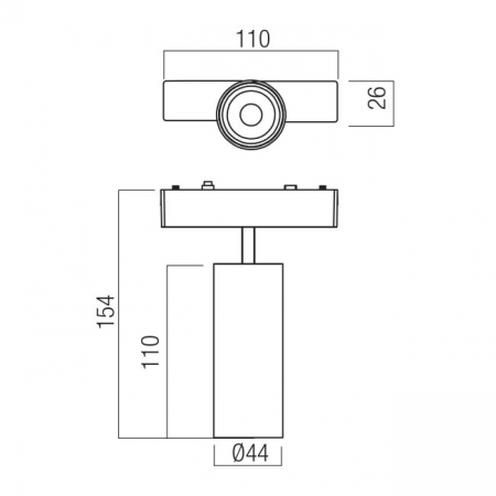 XT31WW SP SBK Proiector orientabil 9w 900lm 3000K 24 grd pentru montajul pe profilele încastrate/aparente ale familiei XTINY [1]