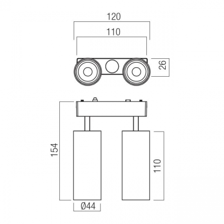XT32WW SP SWH Set de două proiectoare orientabile 2x9W 2x900lm 3000K pentru montajul pe profilele încastrate/aparente ale familiei XTINY [1]