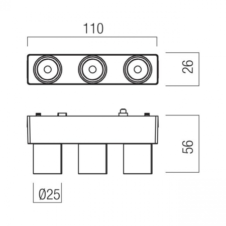XT43WW PF SWH Spot fix tip plafonieră 3x2w 600lm 3000K 24 grd pentru montajul pe profilele încastrate/aparente XTINY [1]