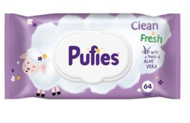 4 Pachete x 64 Buc  Servetele umede Pufies Clean&Fresh cu Aloe Vera - 256 buc [2]