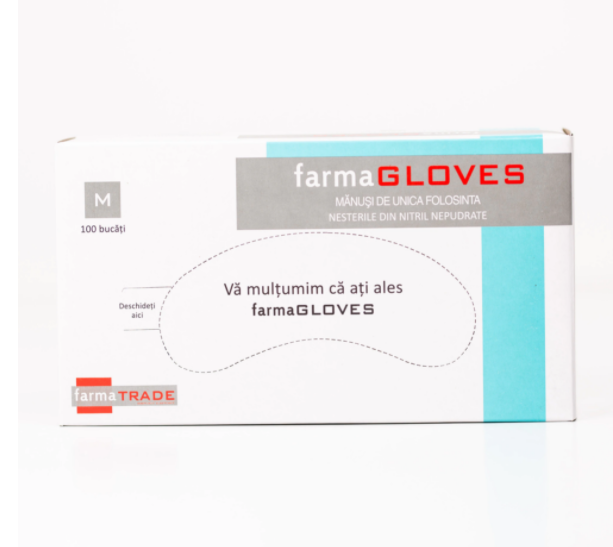 Manusi  nitril  nepudrate Farma Gloves Marimea M -ALBASTRU 100 buc [1]