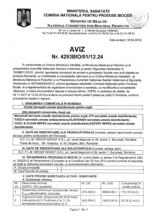 Servetele umede dezinfectante pentru maini Klintensiv 15 buc/pachet [2]