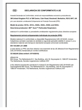 SET 10 BUC - Masca FFP3 respiratorie cu supapa 3M™ Aura™ 9332+ Cool Flow™ [4]